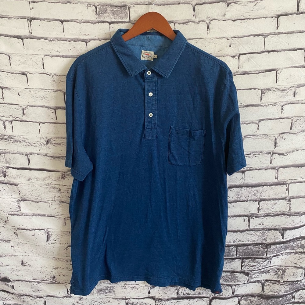 Faherty Brand Short-Sleeve Indigo Polo SZ XL